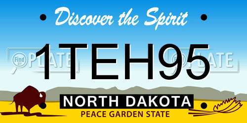 1TEH95 North Dakota License Plate