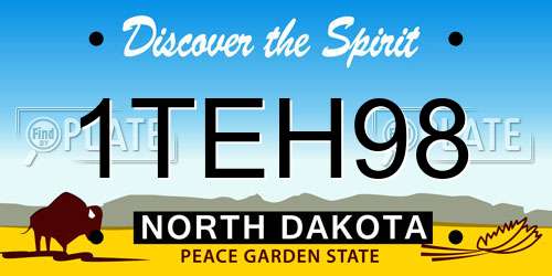 1TEH98 North Dakota License Plate