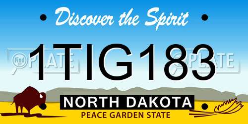 1TIG183 North Dakota License Plate