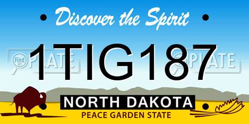 1TIG187 North Dakota License Plate