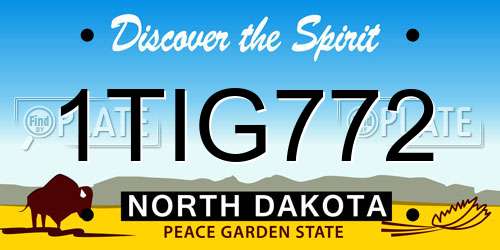 1TIG772 North Dakota License Plate
