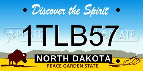 1TLB57 North Dakota License Plate