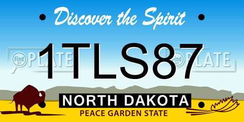 1TLS87 North Dakota License Plate