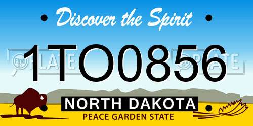 1TO0856 North Dakota License Plate