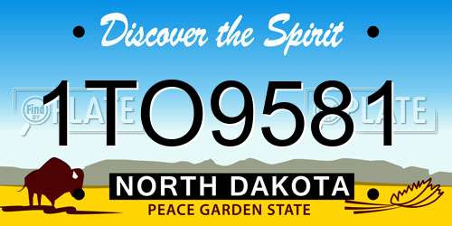 1TO9581 North Dakota License Plate