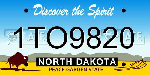 1TO9820 North Dakota License Plate