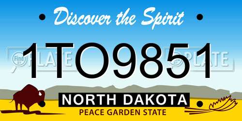 1TO9851 North Dakota License Plate