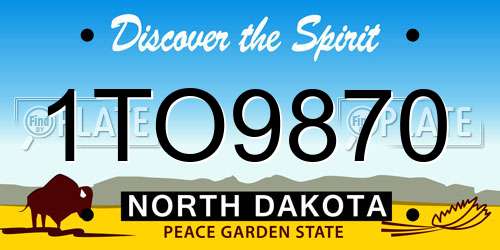 1TO9870 North Dakota License Plate