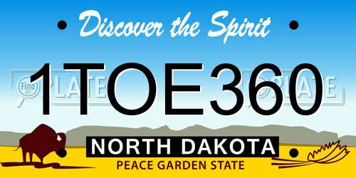1TOE360 North Dakota License Plate