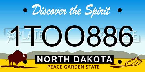 1TOO886 North Dakota License Plate