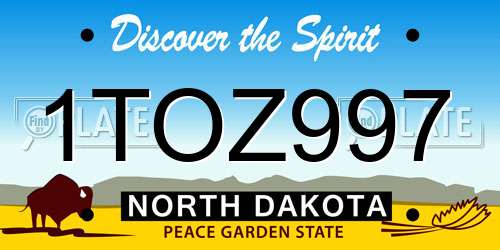 1TOZ997 North Dakota License Plate