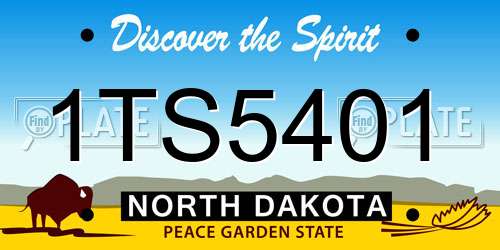 1TS5401 North Dakota License Plate