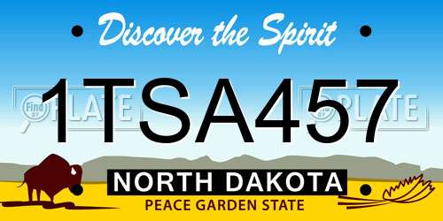1TSA457 North Dakota License Plate
