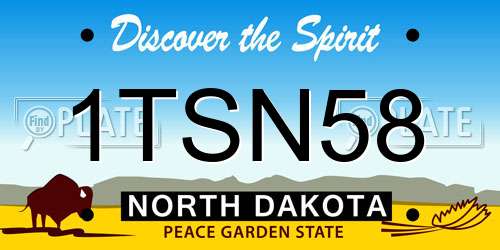 1TSN58 North Dakota License Plate