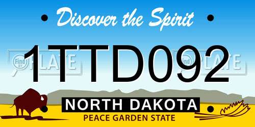 1TTD092 North Dakota License Plate