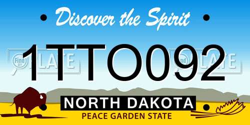 1TTO092 North Dakota License Plate
