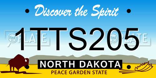 1TTS205 North Dakota License Plate