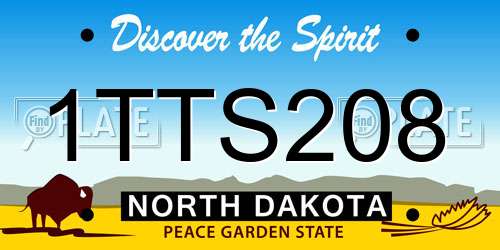 1TTS208 North Dakota License Plate