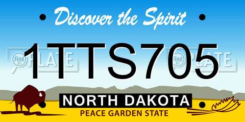 1TTS705 North Dakota License Plate