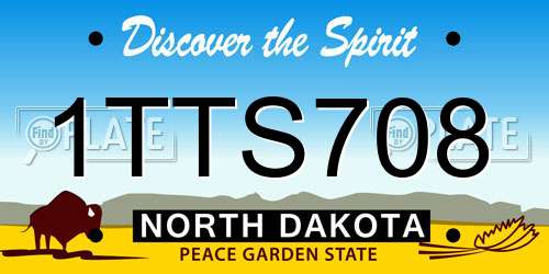 1TTS708 North Dakota License Plate