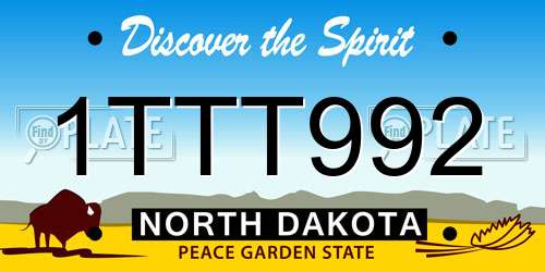 1TTT992 North Dakota License Plate