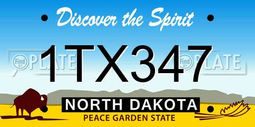 1TX347 North Dakota License Plate