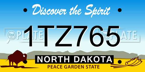 1TZ765 North Dakota License Plate