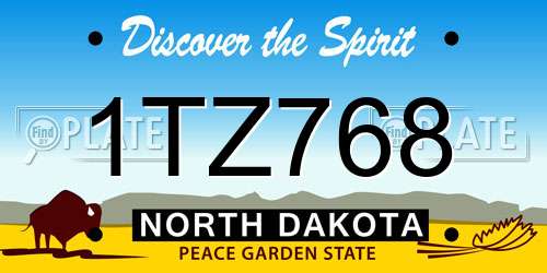 1TZ768 North Dakota License Plate