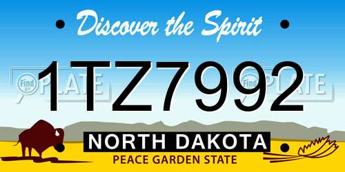 1TZ7992 North Dakota License Plate