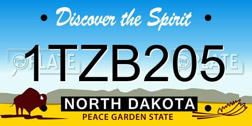 1TZB205 North Dakota License Plate