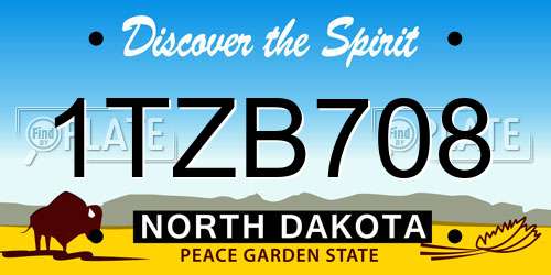 1TZB708 North Dakota License Plate