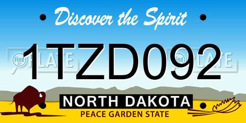 1TZD092 North Dakota License Plate