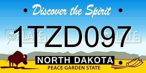 1TZD097 North Dakota License Plate