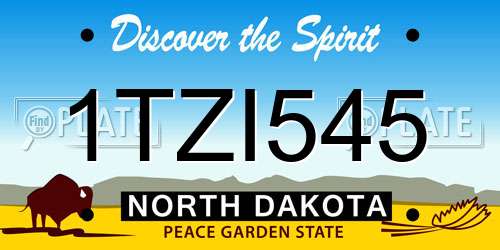 1TZI545 North Dakota License Plate