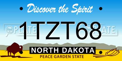 1TZT68 North Dakota License Plate