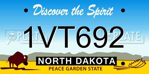 1VT692 North Dakota License Plate