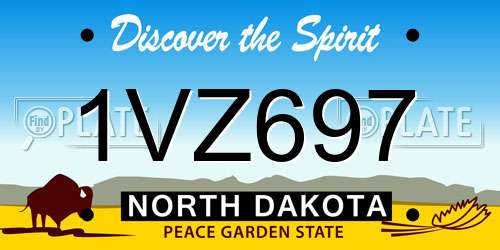 1VZ697 North Dakota License Plate