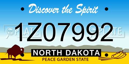 1Z07992 North Dakota License Plate
