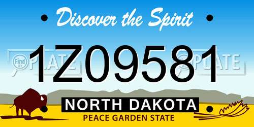 1Z09581 North Dakota License Plate