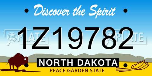 1Z19782 North Dakota License Plate