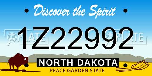 1Z22992 North Dakota License Plate