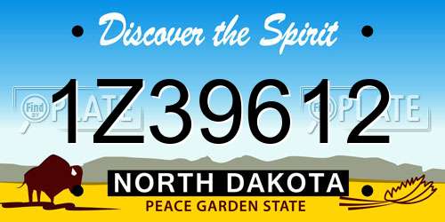 1Z39612 North Dakota License Plate