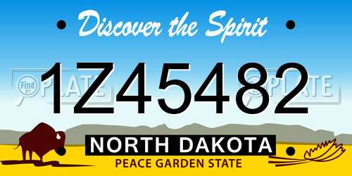 1Z45482 North Dakota License Plate