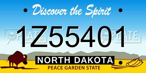 1Z55401 North Dakota License Plate