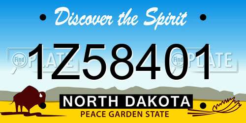 1Z58401 North Dakota License Plate