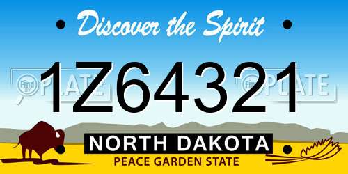 1Z64321 North Dakota License Plate