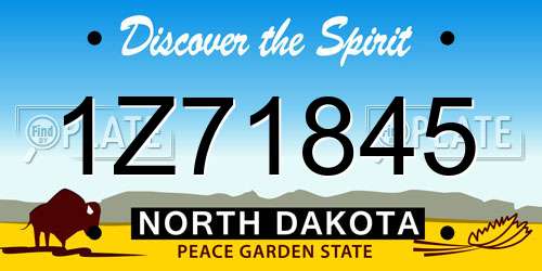 1Z71845 North Dakota License Plate