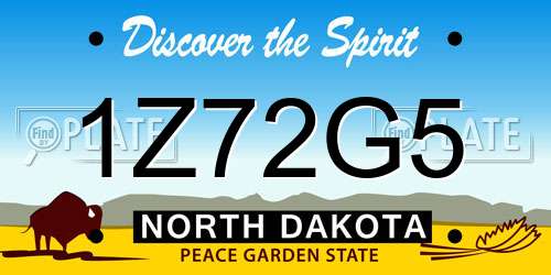 1Z72G5 North Dakota License Plate