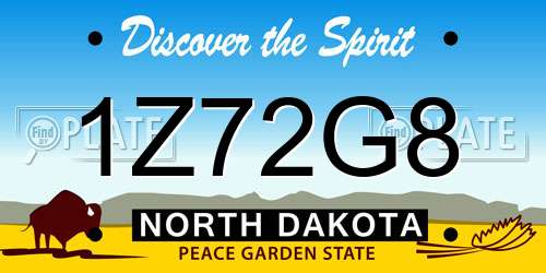 1Z72G8 North Dakota License Plate