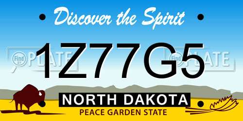 1Z77G5 North Dakota License Plate